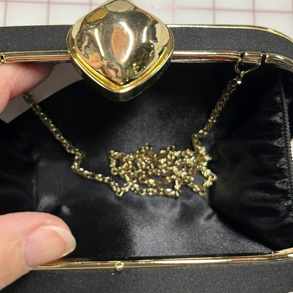 Evening Cocktail NWT Black & Gold Shoulder/Clutch Option Wedding Prom Purse - Picture 8 of 12